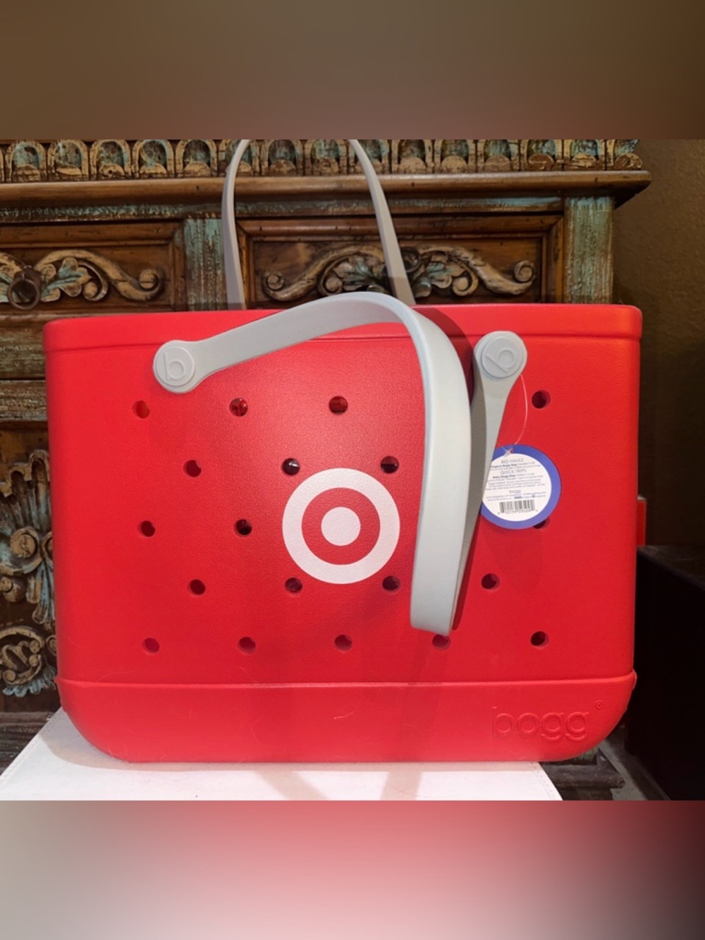 NWT Limited Edition Target x Bogg Bag Red Tote with Gray Handles